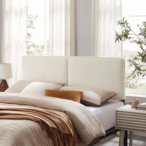 Miniatura 11 de Modway Lindee - Cabecero tapizado tamaño individual con tela de boucle pizarra, cabecero estilo almohada para habitación de niños o dormitorio