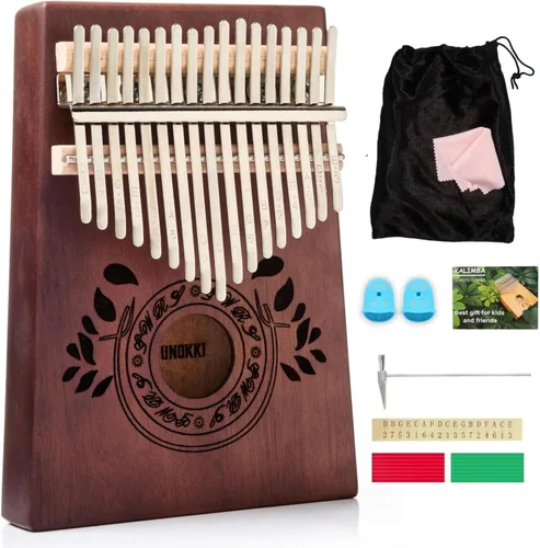UNOKKI Piano de Pulgar Kalimba de 17 Teclas - Instrumento de Percusión Portátil Compacto - Relleno de Medias Navideñas y Regalos Musicales - Apto