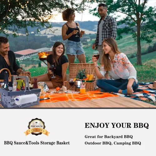 Miniatura 5 de Cesta de Almacenamiento de Salsa BBQ y Herramientas Rilltowpe: más conveniente para llevar herramientas de salsa BBQ al aire libre, en la playa