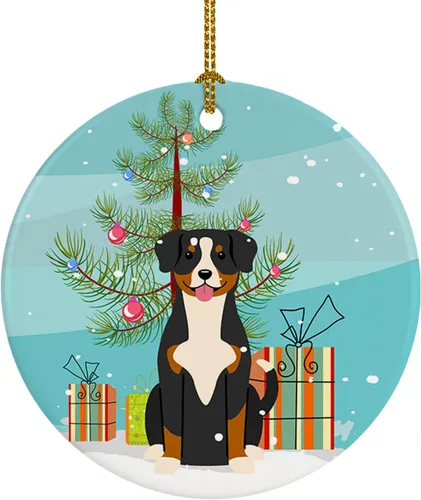 Miniatura 9 de Caroline's Treasures Adorno de cerámica para árbol de Navidad, Laika Spitz de Siberia Occidental, decoración colgante para árbol de Navidad