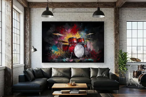 Miniatura 6 de LuxeWood Arte de Pared Musical en Lienzo - Impresiones Temáticas Musicales Medianas y Grandes para Sala de Estar, Oficina, Estudio, Airbnb