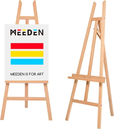 MEEDEN Caballete de arte para exhibición, caballetes ajustables de madera de haya para pintar, sostener lienzo de hasta 60 pulgadas, ideal para