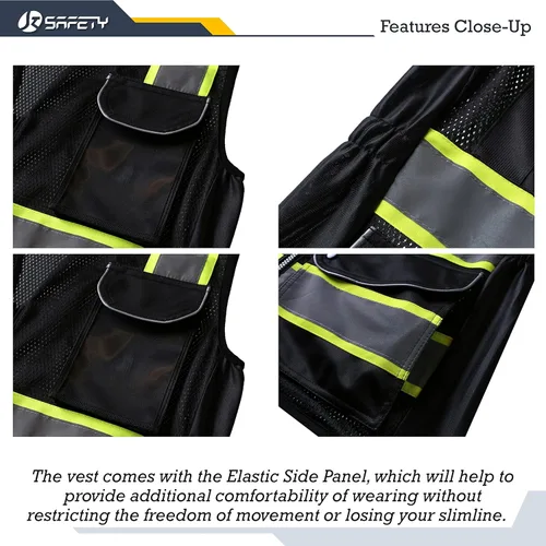 Miniatura 4 de JKSafety Chaleco de seguridad reflectante de alta visibilidad para mujer, tiras reflectantes cosidas en el cuerpo de color neón, transpirable
