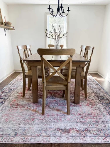 Miniatura 5 de Hauteloom Kemer - Alfombra lavable a máquina para sala de estar, vintage envejecida y desgastada, oriental y bohemio, floral, apta para mascotas