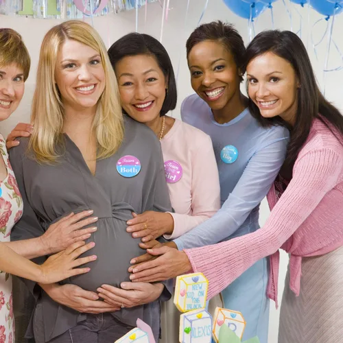Miniatura 7 de Yaomiao 30 pines de botón para niñas y niños, pernos de botón de revelación de género, para baby shower, color rosa y azul, para recuerdos