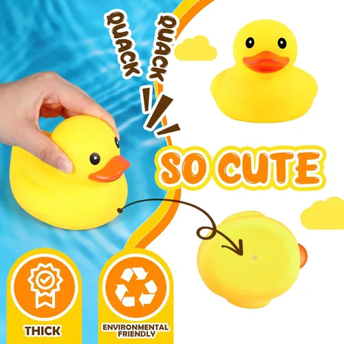 Miniatura 4 de Deekin 10 piezas de patos de goma amarillos grandes a granel grandes de pato chirriante de goma bañera flotante para decoración de fiesta