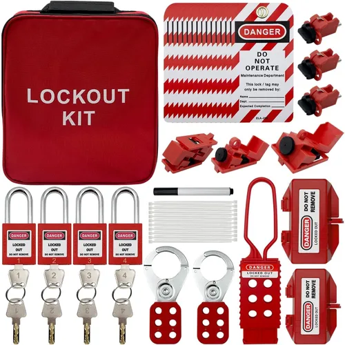 Miniatura 10 de Kit de etiquetado de bloqueo - Bloqueo de circuito con abrazadera, abrazaderas de bloqueo de grupo, etiqueta de bloqueo, cortacircuitos universal