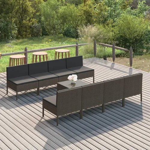 Miniatura 8 de Ensemble Salon de Jardin Gris 6 Pièces en Rotin PE Résistant aux Intempéries avec Coussins Confortables pour Terrasse, Balcon, Jardin - Design