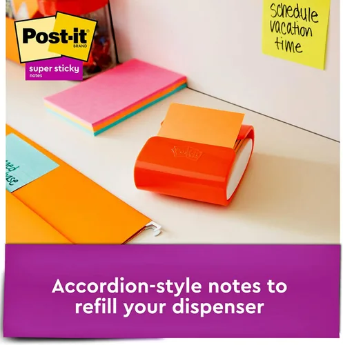 Miniatura 3 de Post-it Dispensador de notas emergentes súper adhesivas, 10 blocs de notas adhesivas, 3 x 3 pulgadas, 2 veces el poder de adherencia, suministros