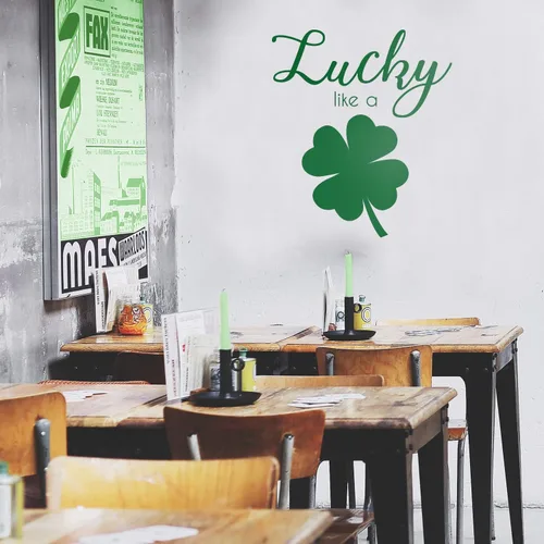 Calcomanía de vinilo para pared del Día de San Patricio, Lucky Like A Four Leaf Trébol, 23 x 20 pulgadas, calcomanía decorativa de San Patricio,