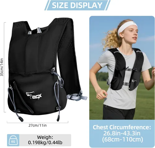 Miniatura 3 de Mochila de hidratación para mujeres y hombres, chaleco ligero para correr con bolsa de agua de 1.5 L, mochila de agua transpirable para senderismo