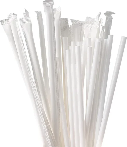 Miniatura 8 de DuraHome Pajitas de plástico blancas envueltas individualmente, paquete de 1000 popotes de 8 pulgadas, sin BPA, popotes desechables estilo Blanco