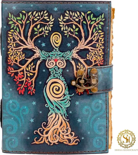 Miniatura 2 de Libro de Hechizos en Blanco de las Sombras Diario con Cierre de Cerradura Accesorio Vintage Hecho a Mano de Cuero en Relieve Oración Pagana