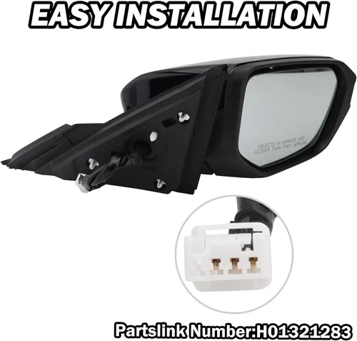Miniatura 3 de Espejo lateral del pasajero compatible con Honda Civic 2016, 2017, 2018, 2019, 2020, 2021, espejo con cristal eléctrico, sin calefacción, plegable