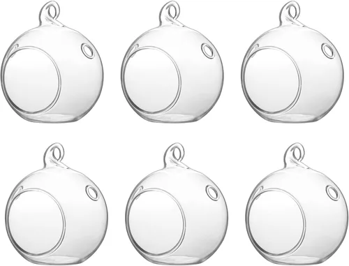 Miniatura 9 de WGV Globo de terrario colgante, ancho 5 pulgadas, altura 6 pulgadas, maceta de aire para suculentas, florero de vidrio transparente con parte