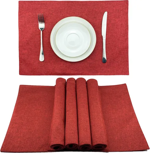 Miniatura 24 de Weabetfu Juego de 4 manteles individuales de tela resistentes al calor, manteles individuales de algodón y lino, lavables a máquina, manteles