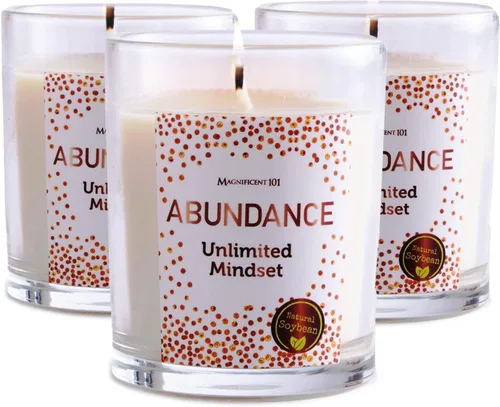 MAGNIFICENT 101 Abundance Mindset - Juego de velas para manchas – 3.5 onzas cada uno (paquete de 3) – Abundance Unlimited Mindset – 42 horas de