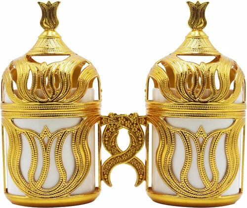 Miniatura 2 de Kuchengerate - 2 tazas de café turco, griego, árabe, marroquí, taza de café expreso con placa interior de soporte de metal de porcelana y tapa, 2