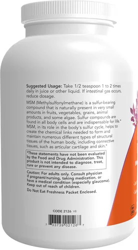 Miniatura 3 de NOW Foods Suplementos, MSM (metilsulfonilmetano) en polvo, apoya el cartílago saludable*, salud de las articulaciones*, 1 libra