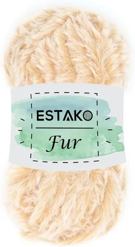 Miniatura 16 de Estako Piel 100% poliéster, suave, súper grueso, esponjoso, pelo sintético, hilo de tejer y ganchillo, 3.52 oz (100gr) 71 yardas (213.3 ft)