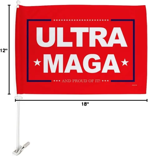 Miniatura 4 de Bandera roja Ultra MAGA para automóvil, decoración de automóvil, decoración de ventana, soporte de montaje con clip en tapiz pequeño Pro Trump 2024