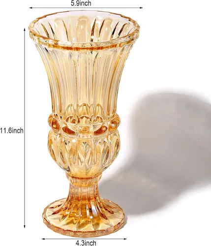 Miniatura 2 de Jarrón de cristal ámbar de 11.6 pulgadas de alto, florero de plantas de arte. Decorativo para el hogar, oficina, boda, fiesta, celebrar, decoración