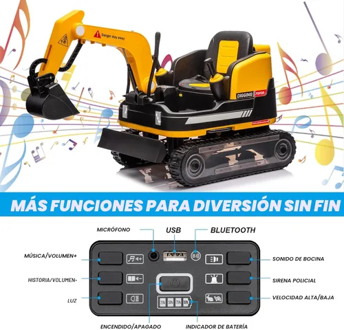 Miniatura 5 de JOYLDIAS Retroceder y avanzar en 360 grados, excavadora y bulldozer para montar, juguete con batería de 12V12AH, retroexcavadora con diseño