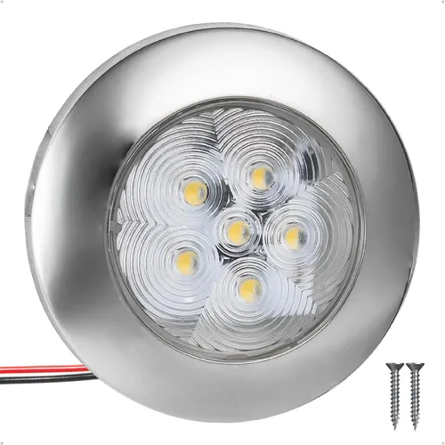 Five Oceans FO4878 - Lámpara de techo LED para interiores, 2-3/4 pulgadas, redonda, luz blanca diurna, 12 V, impermeable IP67, luz interior de