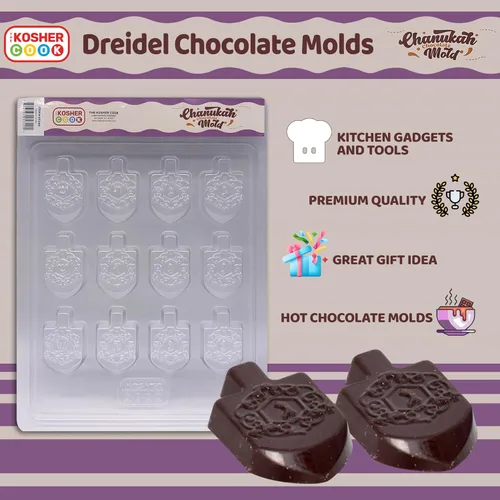 Miniatura 2 de Moldes de chocolate Hanukkah - Moldes de plástico en forma de Dreidel para chocolate - Molde de Janucá Dreidel - The Kosher Cook