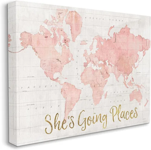 Miniatura 2 de Mapa de 'Going Places Girl' Arte en lienzo Stupell Industries 20 x 16 pulgadas, fácil de colgar y resistente, fabricado en Estados Unidos por