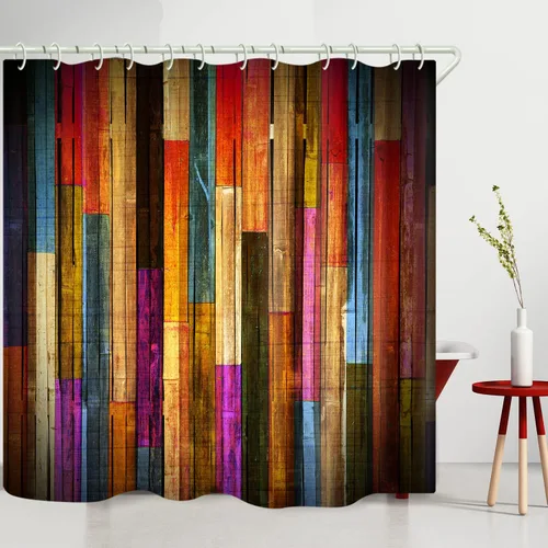 Miniatura 10 de Juego de cortinas de ducha de lámina dorada de ágata amatista (con 12 ganchos blancos en C), cortina de baño de tela de geoda impermeable