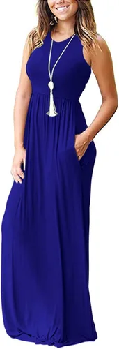 Miniatura 4 de AUSELILY Vestido largo informal sin mangas, sin mangas, con bolsillos, para mujer