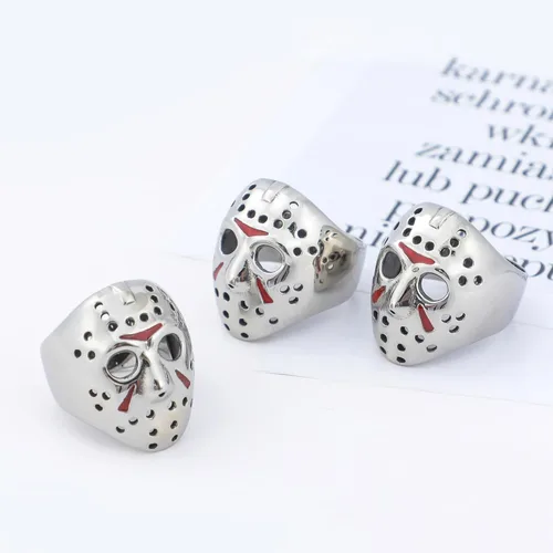 Miniatura 5 de Jason Mask Ring Stainless Steel Rings for Women Mens Jason Ring Perfect Gifts for Halloween,Size 7-13,Fashion Punk Rings Jewelry Decorations