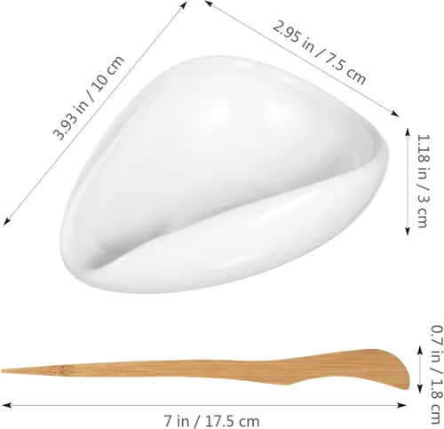 Miniatura 7 de Luxshiny Plato de té de cerámica con aguja de 3.93 x 2.95 x 1.18 pulgadas, soporte suelto para hojas de té y plato de exhibición de frijoles