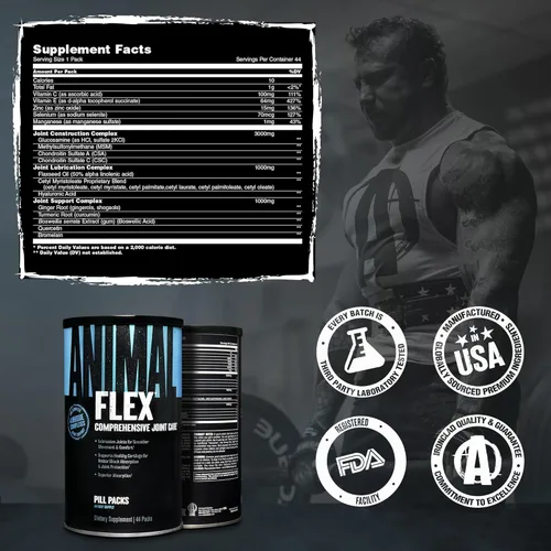 Miniatura 7 de Animal Flex - Suplemento articular de glucosamina y condroitina para mujeres y hombres con dolor con cúrcuma, MSM, boswellia para el cartílago