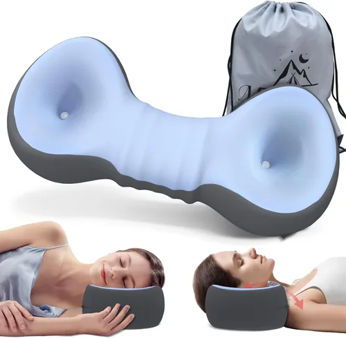 Miniatura 11 de Almohada de apoyo para el cuello, almohada cervical de espuma viscoelástica, dispositivo de tracción cervical, almohada cervical para dormir