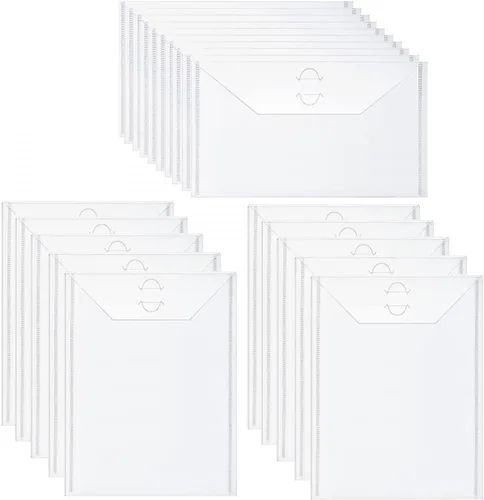Miniatura 17 de Paquete de 10 bolsillos de almacenamiento de sellos y troqueles, sobres de almacenamiento de plástico de gran tamaño de 8.75 x 6 pulgadas, carpetas K
