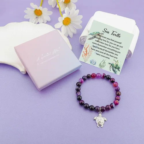 Miniatura 4 de MollyQueen Pulsera de tortuga marina, regalos para amantes de las tortugas, regalos de tortuga marina, joyería inspiradora de Navidad, regalo