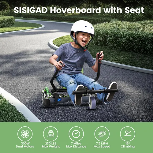 Miniatura 3 de SISIGAD Scooter Seat Attachment, 6.5'' Self Balancing Scooters Go Kart with Bluetooth and LED Lights