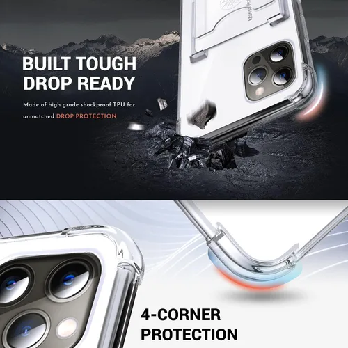Miniatura 4 de Shields Up Funda diseñada para iPhone 8 Plus/iPhone 7 Plus, funda minimalista con tarjetero [3 tarjetas] y soporte de anillo, funda protectora