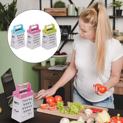 Miniatura 4 de COMNICO Mini rallador de queso, 3 ralladores de caja de acero inoxidable con asa, ralladores profesionales para rebanar quesos de cocina, queso