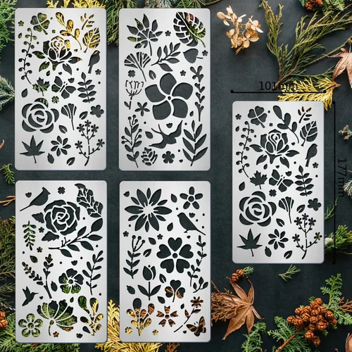Miniatura 2 de BENECREAT 4 plantillas de metal con números del alfabeto de 4 x 7 pulgadas, plantilla de acero de 4 estilos para tallado de madera, dibujos