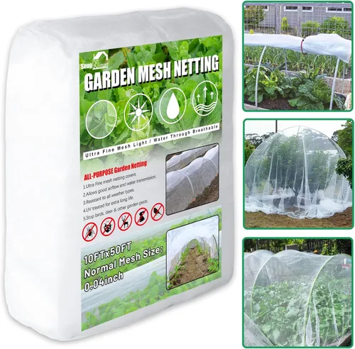 Miniatura 10 de SnugNiture Paquete de 3 redes de jardín de 8 x 24 pies, cubiertas de malla ultra fina para plantas, barrera de red de pájaros blancos, cubierta