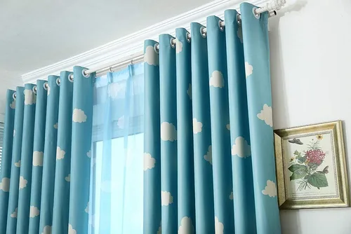 Miniatura 4 de GYROHOME Cortina de nube azul y blanca con ojales en la parte superior, aislamiento térmico, oscurecimiento de habitación, ahorro de ruido