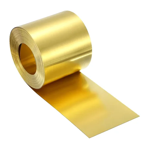 Miniatura 98 de uxcell Rollo de lámina de latón, 40 x 2 x 0.016 pulgadas, rollo de lámina de latón intermitente de metal para manualidades, reparaciones