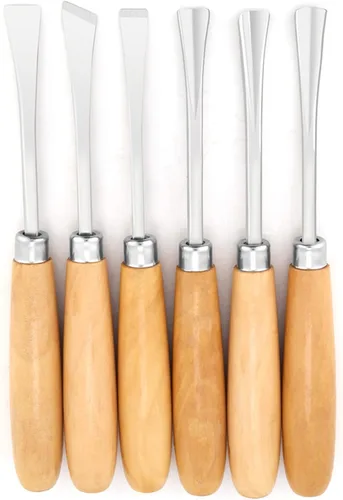 Miniatura 6 de Juego de cinceles de mano de tallado de madera profesional, herramientas de escultura de carpintería, 6 uds. para torno