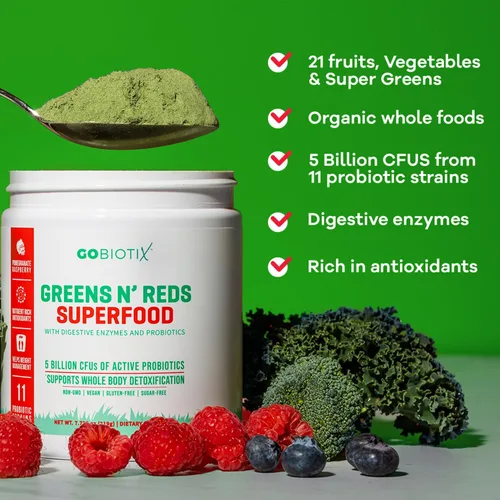 Miniatura 5 de GOBIOTIX Paquete de suplemento de fibra prebiótica + polvo Super Greens Powder N' Super Reds