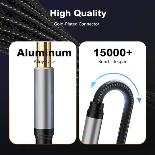 Miniatura 2 de Cable de instrumento de 6,35 mm 3 pies, cable de conector Jack mono 6,35 mm 1/4 pulgadas TS plateado premium desequilibrado, cable de parche
