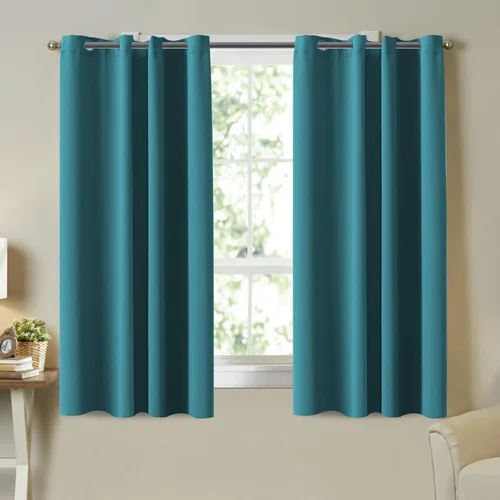 Turquoize Cortinas de color verde azulado opacas con aislamiento térmico para dormitorio, 63 pulgadas de largo, cortinas con ojales en la parte