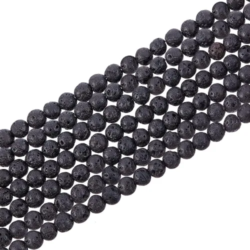 PH PandaHall 940 cuentas de piedra de lava negra natural de 0.157 pulgadas (10 hebras) para la fabricación de joyas, difusor de aceite y cuentas de